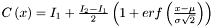 $ C\left( x \right) = I_1 + \frac{{I_2 - I_1 }}{2}\left( {1 + erf\left( {\frac{{x - \mu }}{{\sigma \sqrt 2 }}} \right)} \right) $